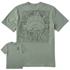 Men's Here Comes The Sun Hippie 1-Color Short Sleeve Crusher Tee