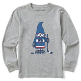 Kids Hockey Gnome Long Sleeve Crusher Tee
