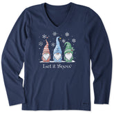 Women's Let it Snow Gnomes Long Sleeve Crusher Vee