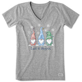 Women's Let it Snow Gnomes Short Sleeve Crusher Vee