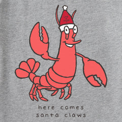 Men's Here Comes Santa Claws Lobster Long Sleeve Crusher Tee