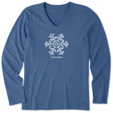 Women's Let it Snow Snowflake Long Sleeve Crusher Vee