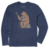 Men's Earth Has Music Guitar Bear Long Sleeve Crusher Tee