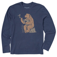 Men's Earth Has Music Guitar Bear Long Sleeve Crusher Tee