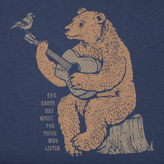Men's Earth Has Music Guitar Bear Long Sleeve Crusher Tee