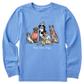 Kids Peace Love Dogs Winter Long Sleeve Crusher Tee