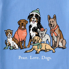Kids Peace Love Dogs Winter Long Sleeve Crusher Tee