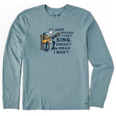 Men's Jake Can't Sing Guitar Long Sleeve Crusher Tee