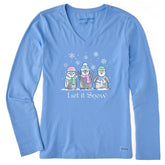 Women's Let it Snow Penguins Long Sleeve Crusher Vee