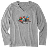 Women's Let it Snow Birds Long Sleeve Crusher Vee