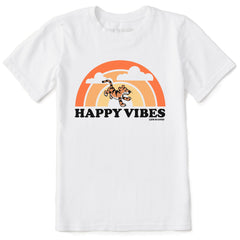 Kids Happy Vibes Tiger Stripe Rainbow Short Sleeve Crusher Tee