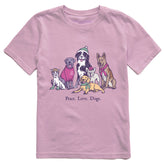 Kids Peace Love Dogs Winter Short Sleeve Crusher Tee