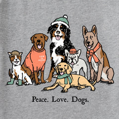 Kids Peace Love Dogs Winter Long Sleeve Crusher Tee