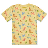 Playful Dog Pattern Short Sleeve Toddler Crusher Tee