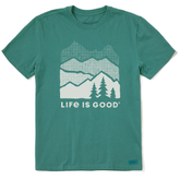 Men's Life is Good Halftone Mountains Short Sleeve Crusher Tee