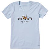 Women's Al with Flowers Short Sleeve Crusher Vee