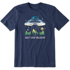 Men's Don't Stop Believin' Bigfoot Abduction Short Sleeve Crusher Tee