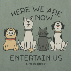 Men's Here We Are Now Entertain Us Short Sleeve Crusher Tee