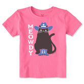 Toddler Meowdy Cat Boots and Hat Short Sleeve Crusher Tee