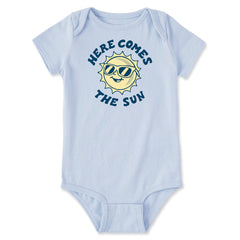 Baby Here Comes The Sun Circle Sunglasses Short Sleeve Crusher Baby Bodysuit