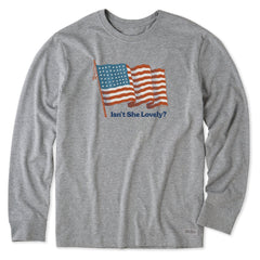 Men's Isn't She a Lovely Flag Long Sleeve Crusher Tee