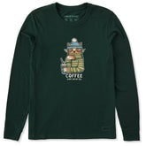 Women's Coffee Tea Cat Long Sleeve Crusher Tee