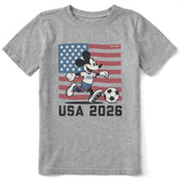 Kids Steamboat Willie Soccer Short Sleeve Crusher Tee
