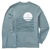 Men's Life is Good Sunset Waves Simply True Fleece Crew