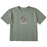 Women's Flamingo Cocktail Out of Office Short Sleeve Crusher Boxy Tee