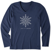 Women's Let it Snowflake Snow Long Sleeve Crusher Vee
