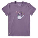 Women's Flowers in a Watering Can Short Sleeve Crusher Tee