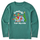 Kids Grinch and Friends Greetings Long Sleeve Crusher Tee