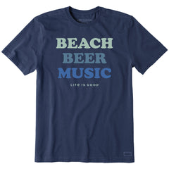 Men's Beach Beer Music Short Sleeve Crusher Tee