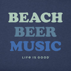 Men's Beach Beer Music Short Sleeve Crusher Tee