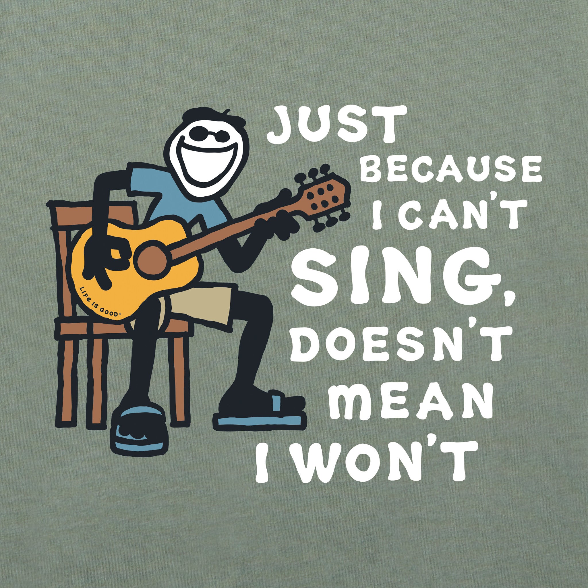 Men's Jake Can't Sing Guitar Short Sleeve Tee