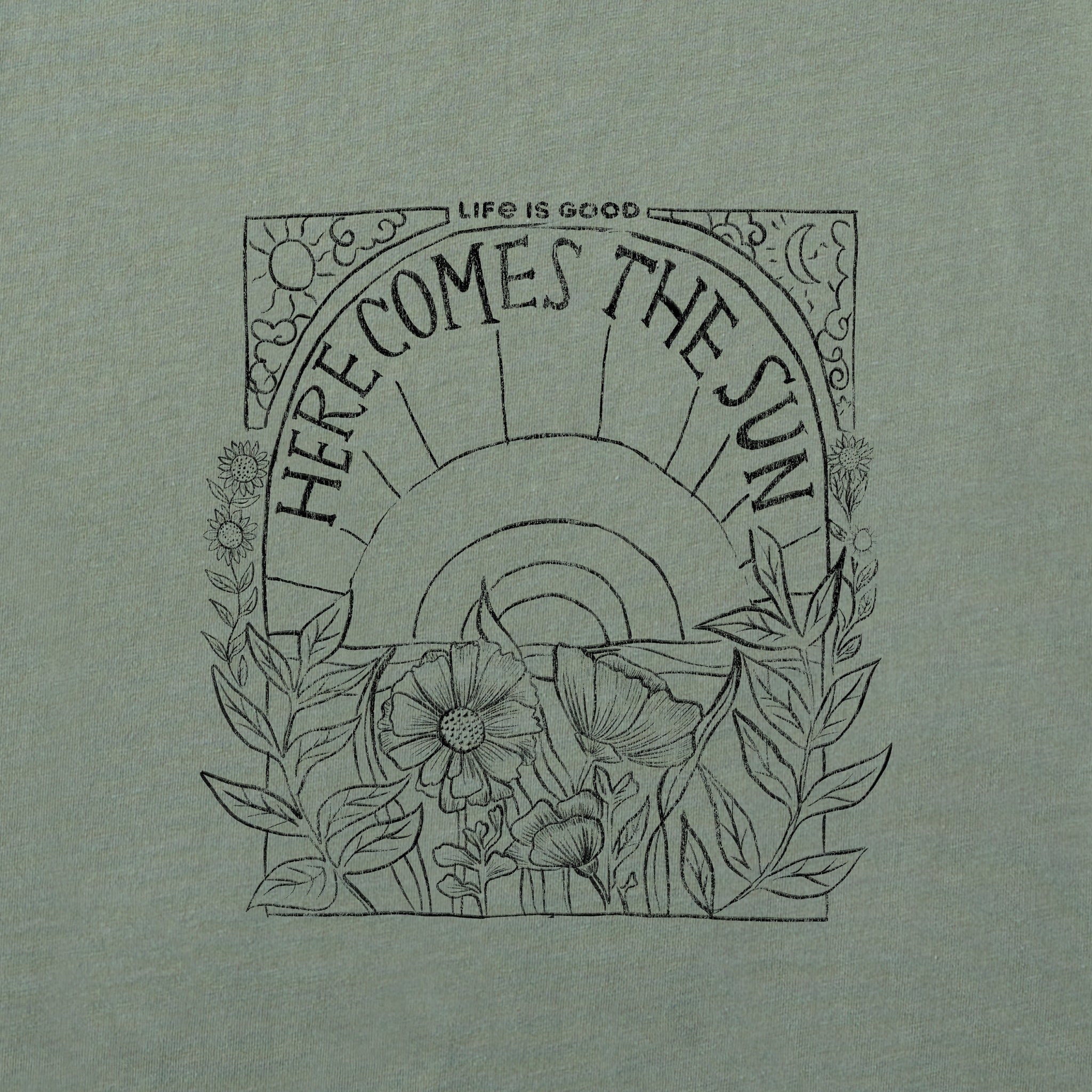 Men's Here Comes The Sun Hippie 1-Color Short Sleeve Crusher Tee