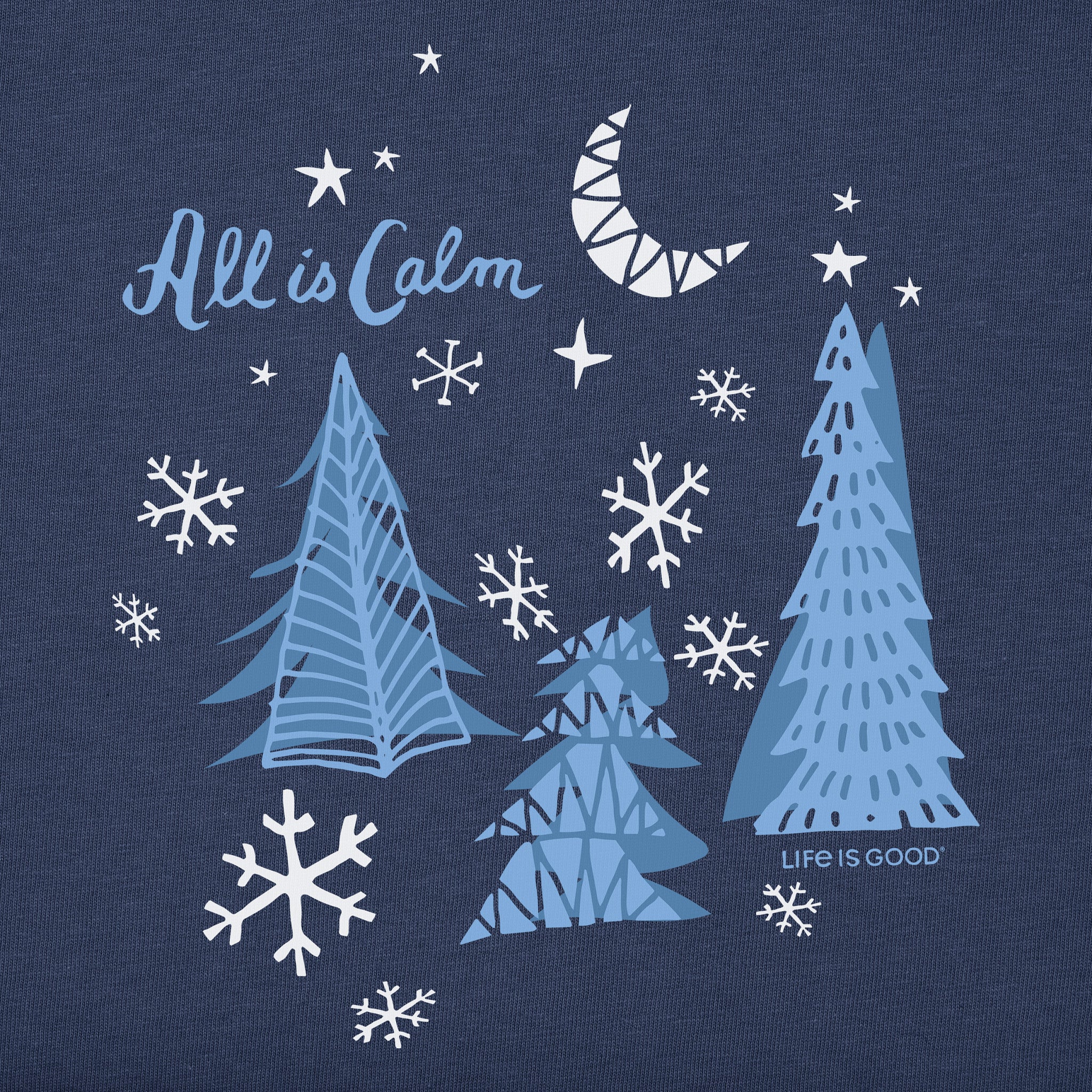 Men's All is Calm Winter Trees Long Sleeve Crusher Tee