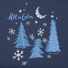 Men's All is Calm Winter Trees Long Sleeve Crusher Tee