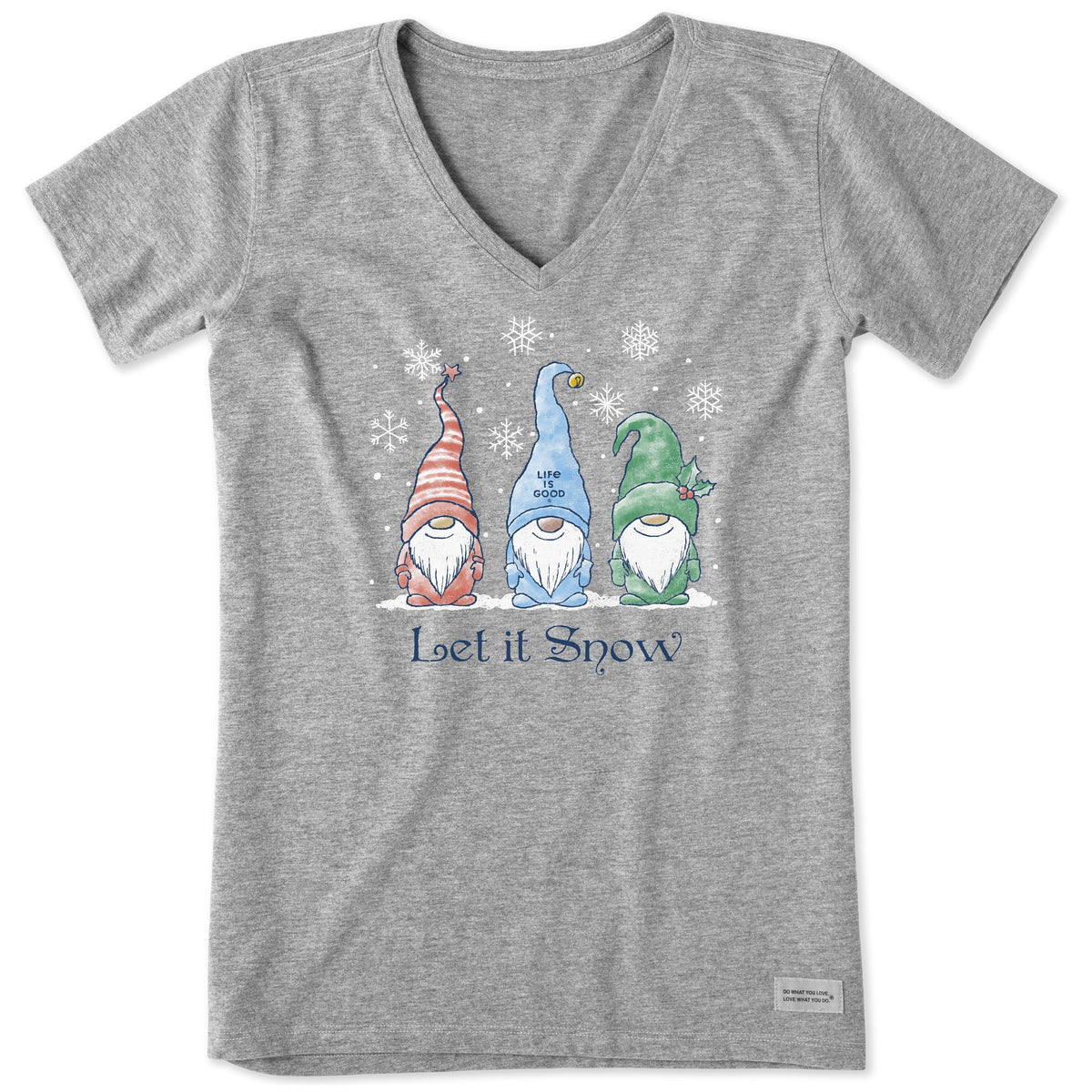 Women's Let it Snow Gnomes Short Sleeve Crusher Vee