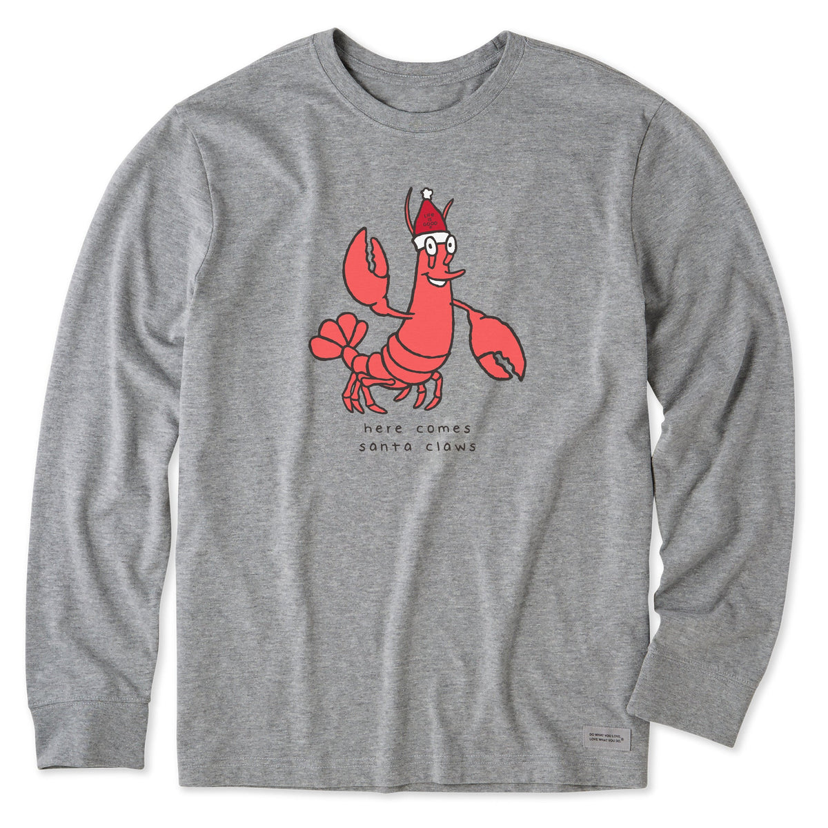 Men's Here Comes Santa Claws Lobster Long Sleeve Crusher Tee