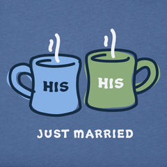 Men's His His Just Married Mugs Short Sleeve Crusher Tee