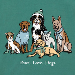 Men's Peace Love Dogs Winter Long Sleeve Crusher Tee