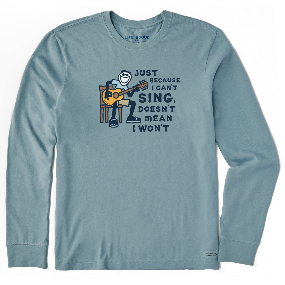 Men's Jake Can't Sing Guitar Long Sleeve Crusher Tee