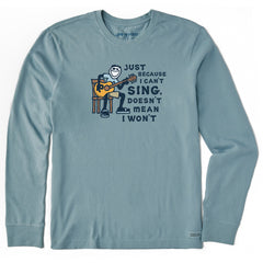 Men's Jake Can't Sing Guitar Long Sleeve Crusher Tee