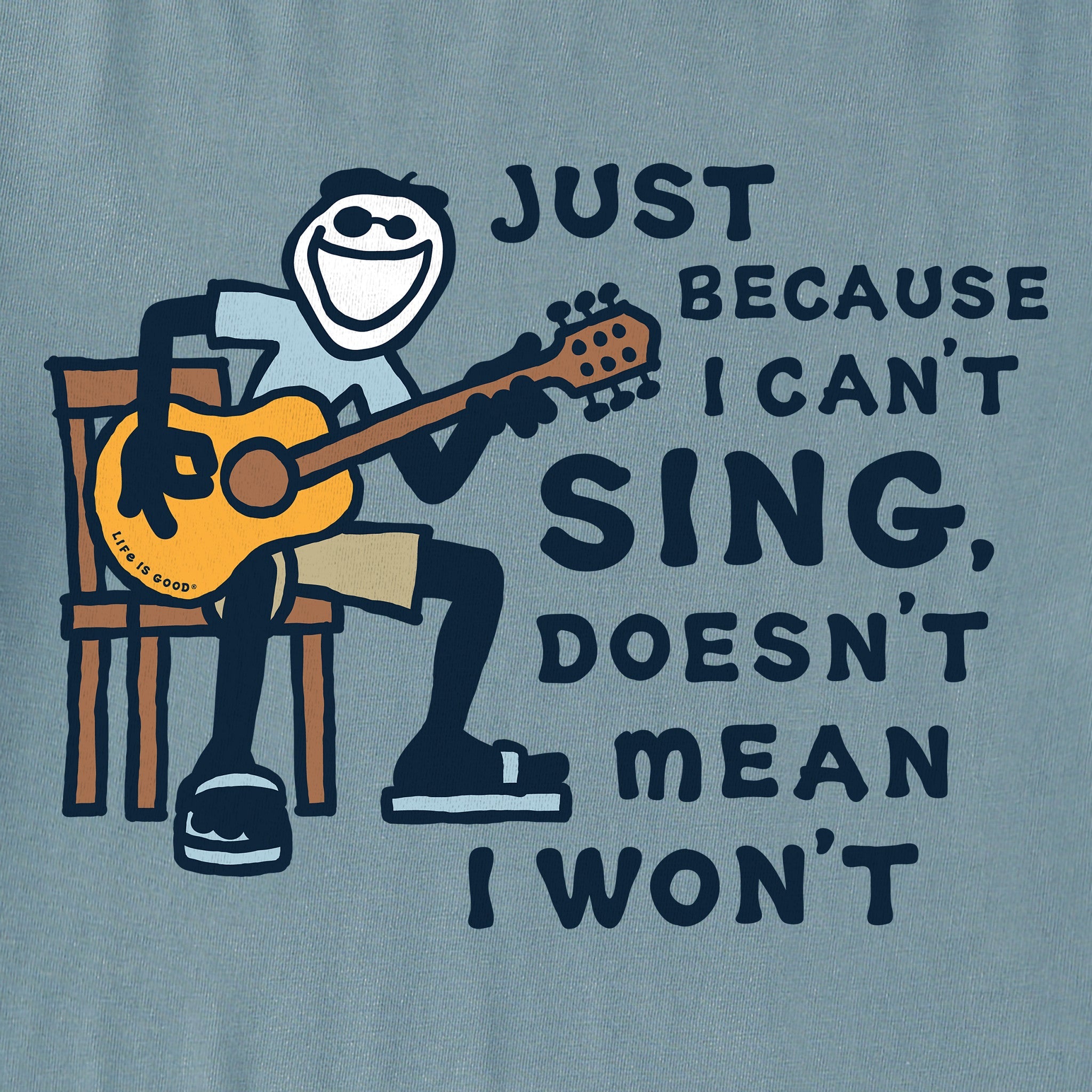 Men's Jake Can't Sing Guitar Long Sleeve Crusher Tee