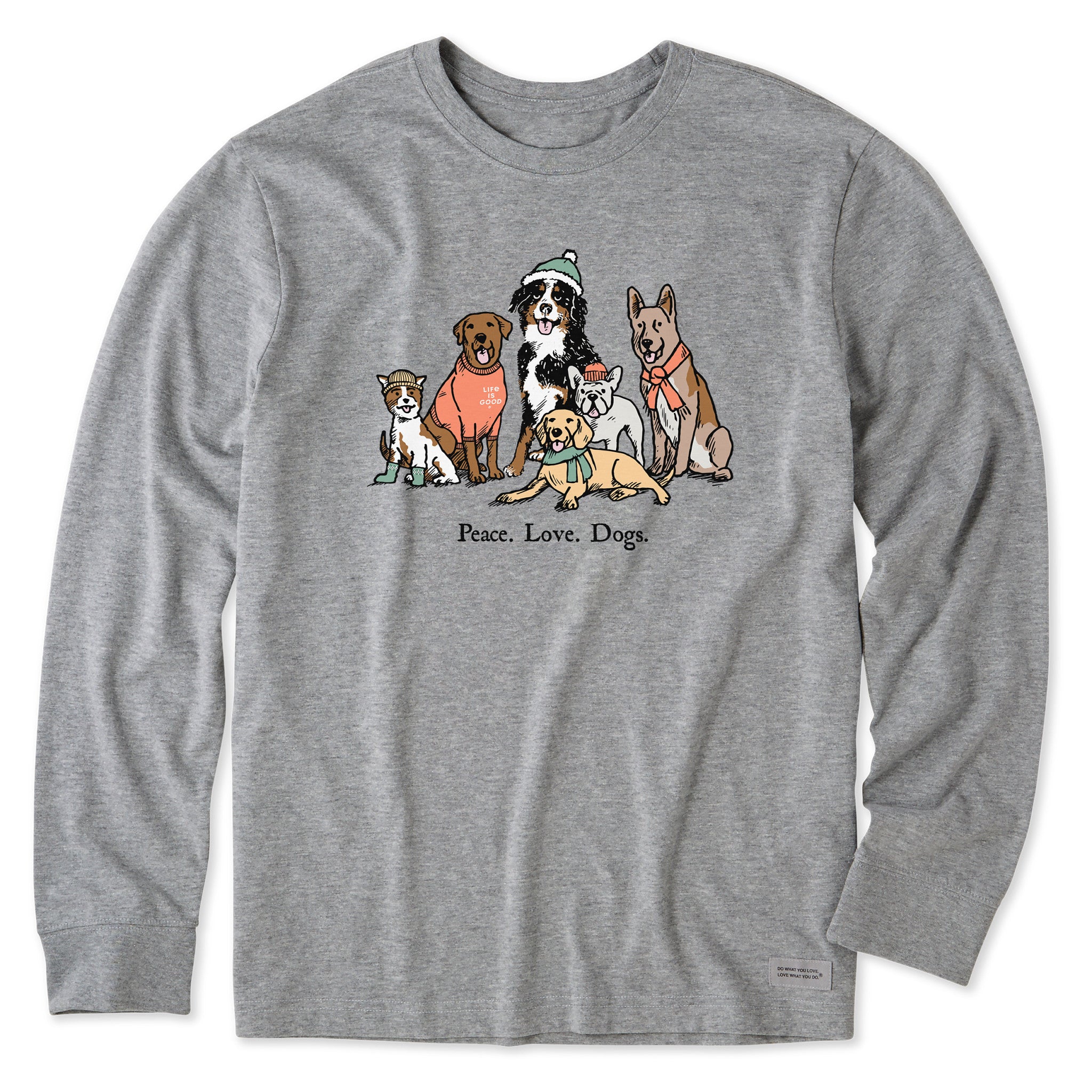 Men's Peace Love Dogs Winter Long Sleeve Crusher Tee