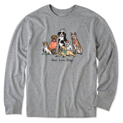 Men's Peace Love Dogs Winter Long Sleeve Crusher Tee