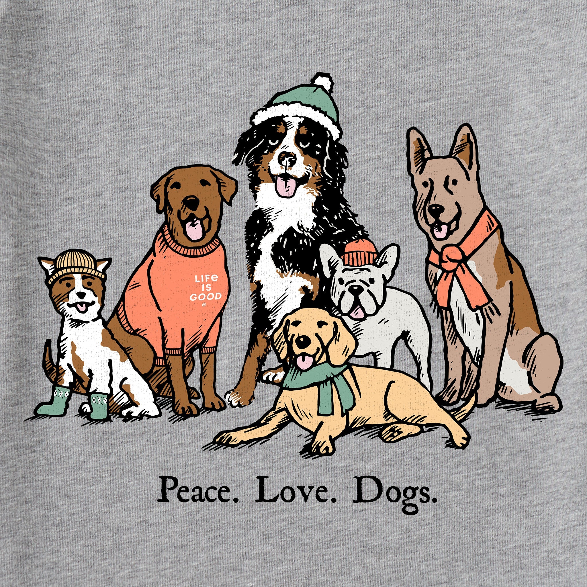 Men's Peace Love Dogs Winter Long Sleeve Crusher Tee