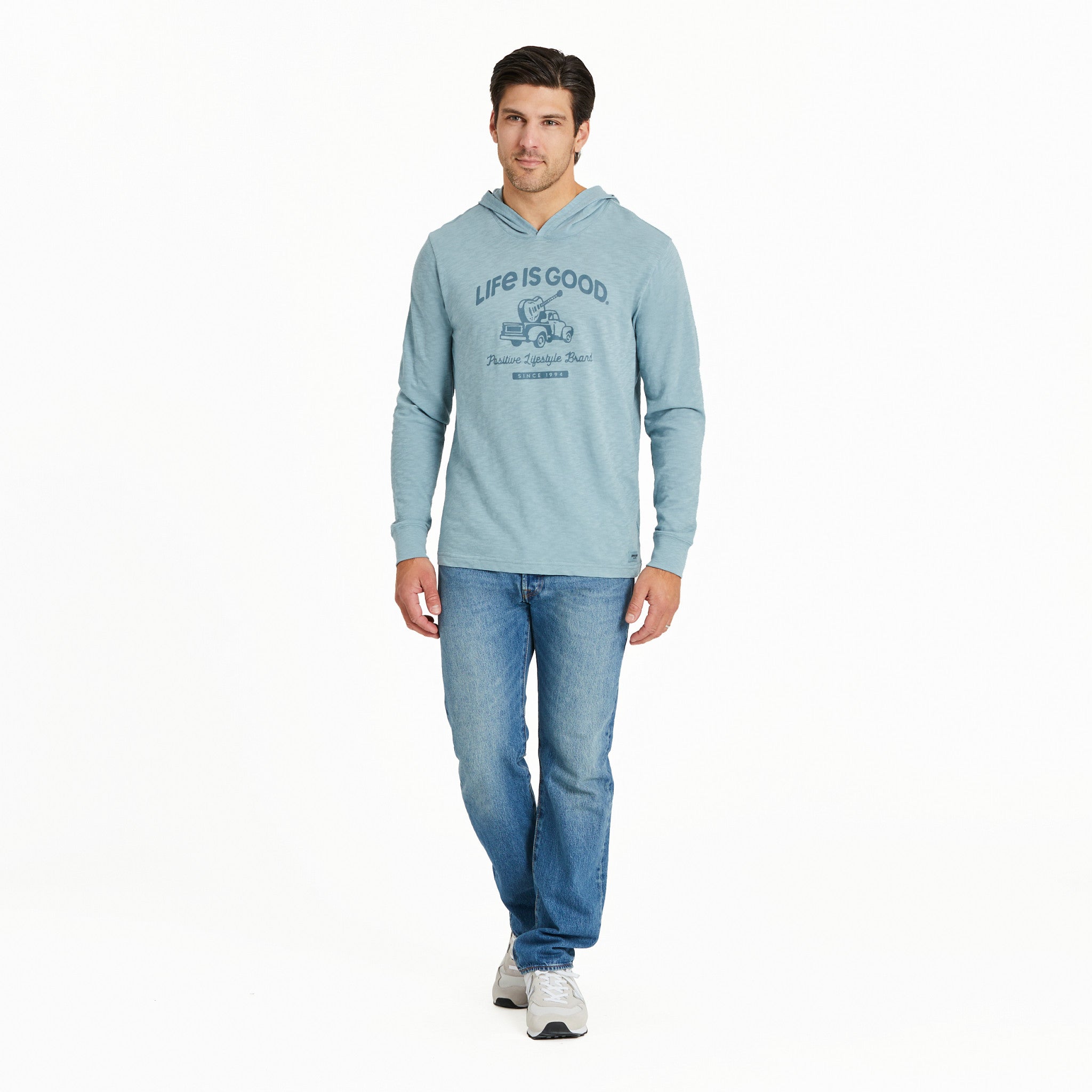 Men's Art of Optimism Truck w Guitar Long Sleeve Slub Hoodie