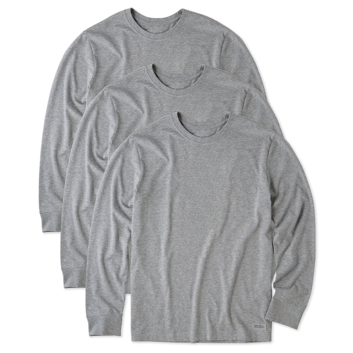Men's Solid 3-Pack Long Sleeve Crusher Tee  Heather Gray